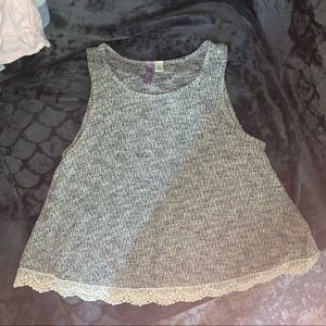 Francesca’s flare tank with lace trim